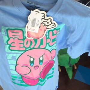 Nintendo Pink Kirby Graphic Tee on Light Blue